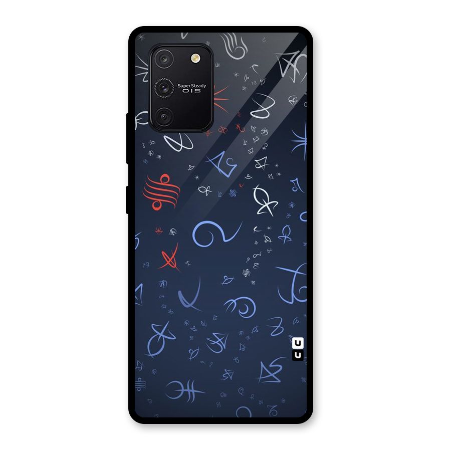 Blue Symbols Glass Back Case for Galaxy S10 Lite