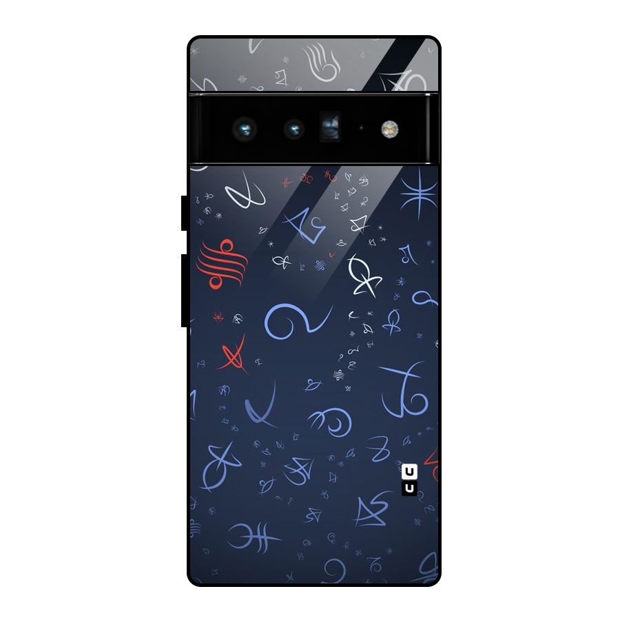 Blue Symbols Glass Back Case for Google Pixel 6 Pro