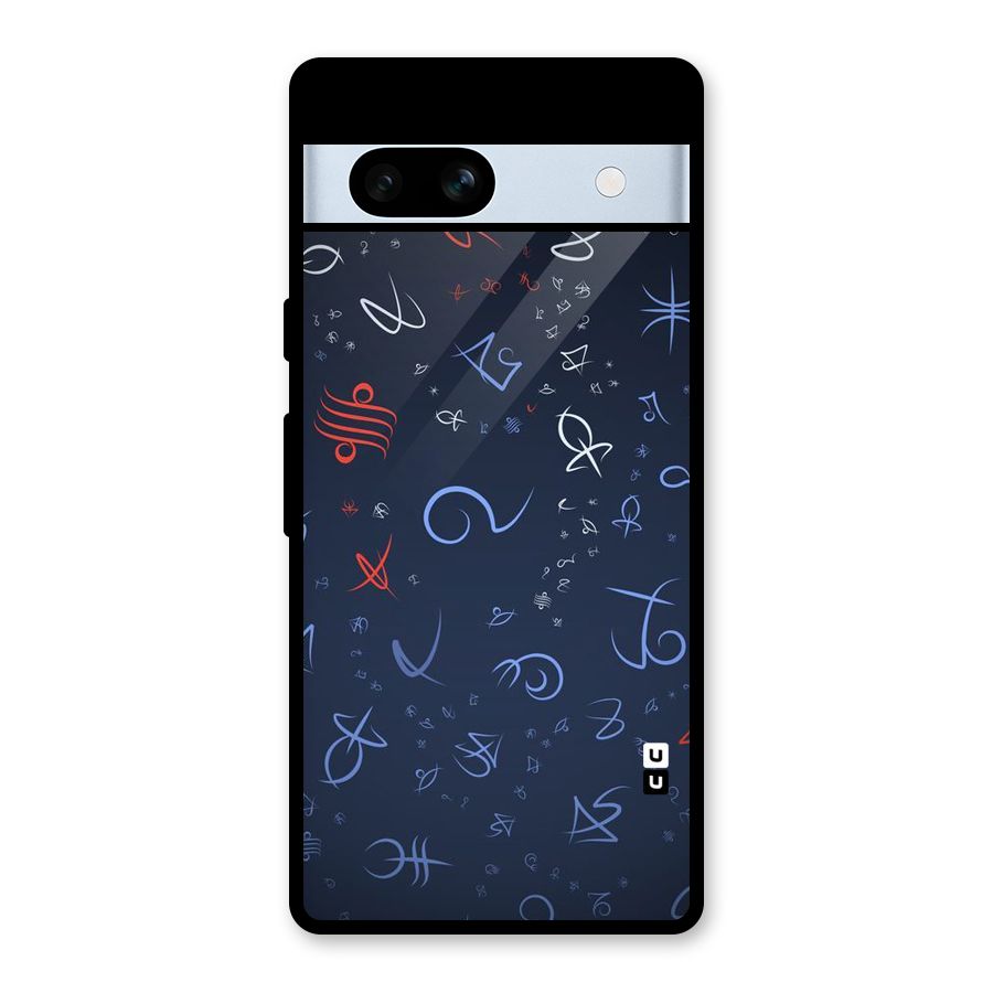 Blue Symbols Glass Back Case for Google Pixel 7a