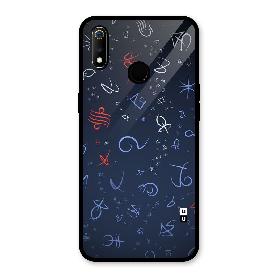 Blue Symbols Glass Back Case for Realme 3i