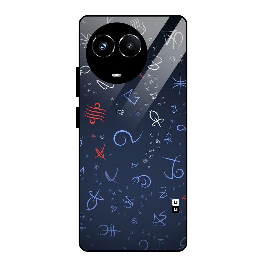 Blue Symbols Glass Back Case for Realme Narzo 60X