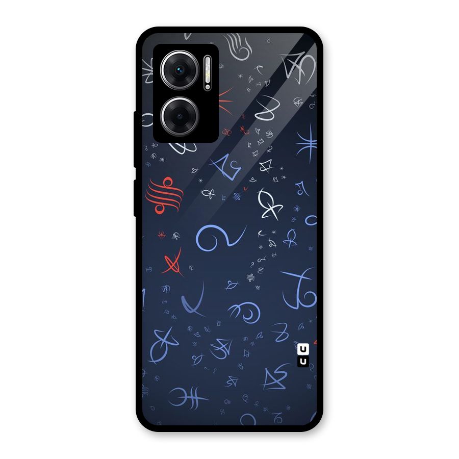 Blue Symbols Glass Back Case for Redmi 11 Prime 5G