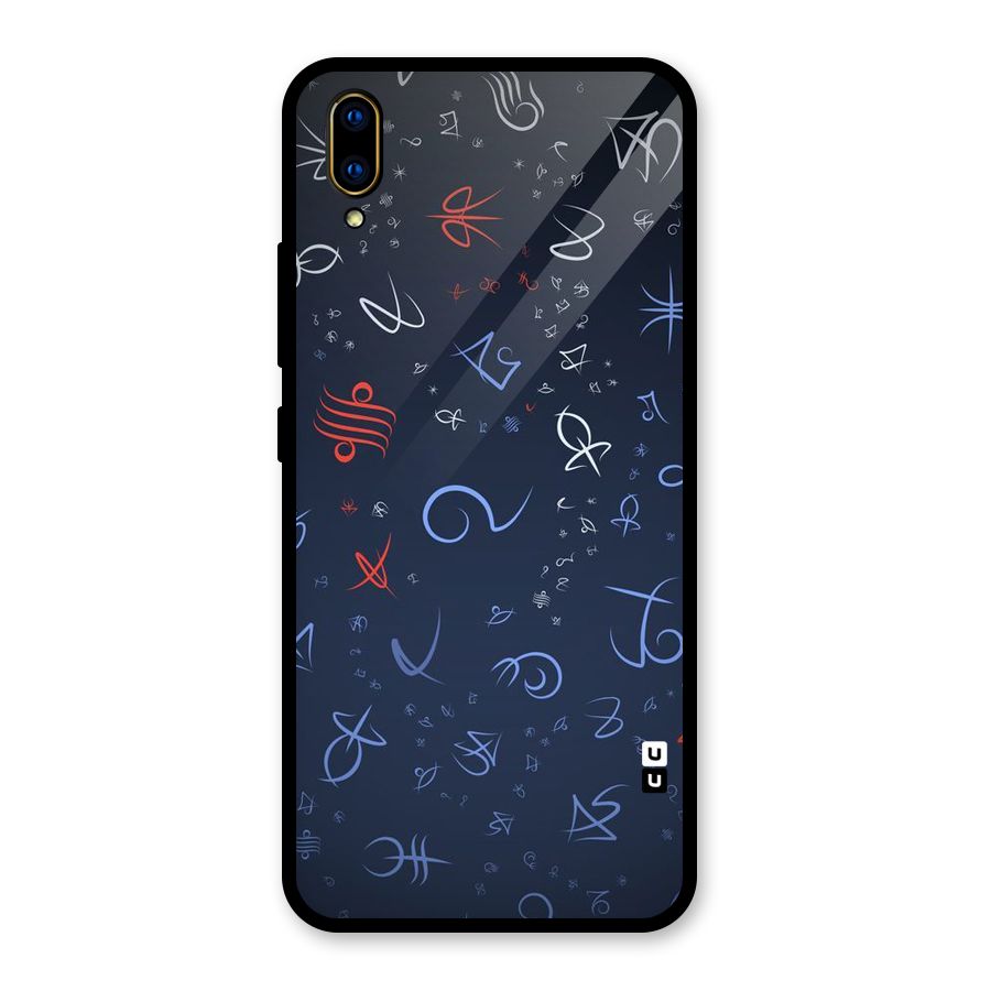 Blue Symbols Glass Back Case for Vivo V11 Pro