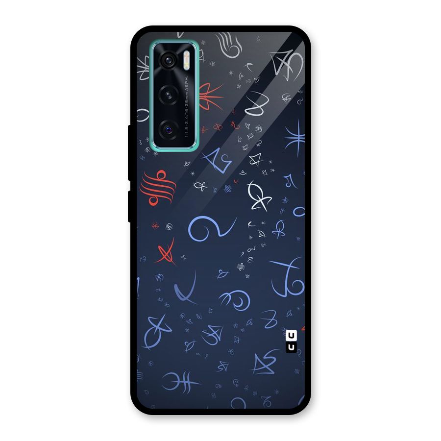 Blue Symbols Glass Back Case for Vivo V20 SE