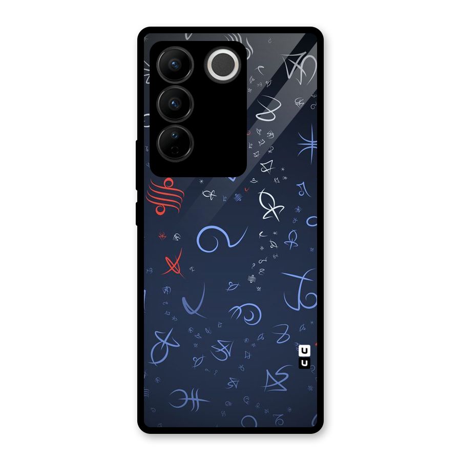 Blue Symbols Glass Back Case for Vivo V27