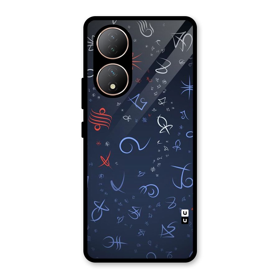 Blue Symbols Glass Back Case for Vivo Y100A