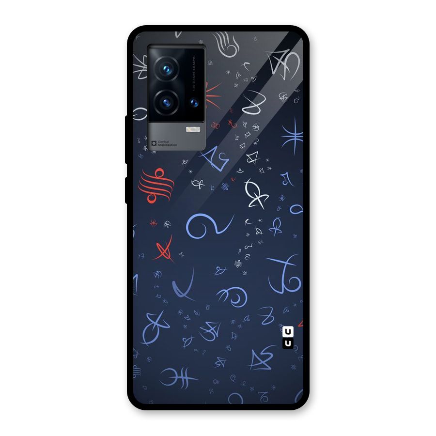 Blue Symbols Glass Back Case for iQOO 9 5G