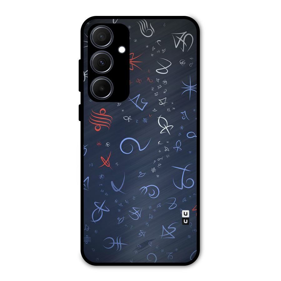 Blue Symbols Metal Back Case for Galaxy A35