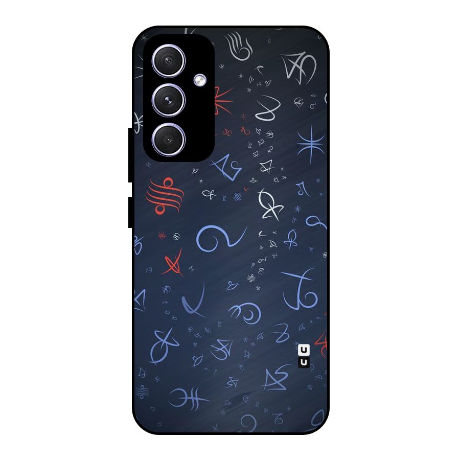 Blue Symbols Metal Back Case for Galaxy A54