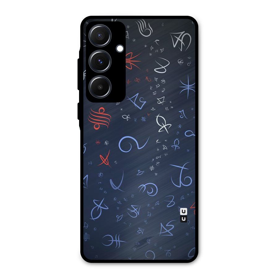 Blue Symbols Metal Back Case for Galaxy A55