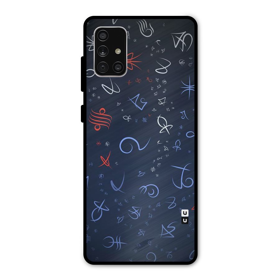 Blue Symbols Metal Back Case for Galaxy A71