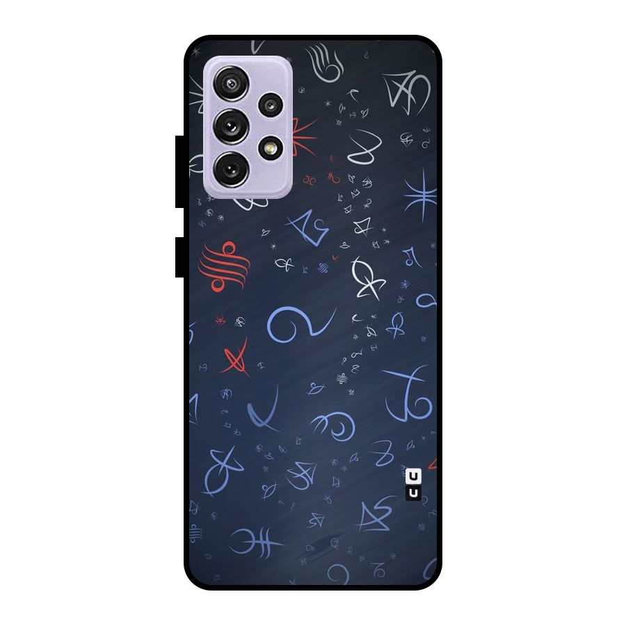 Blue Symbols Metal Back Case for Galaxy A72