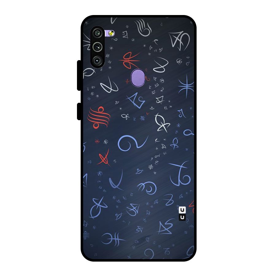 Blue Symbols Metal Back Case for Galaxy M11