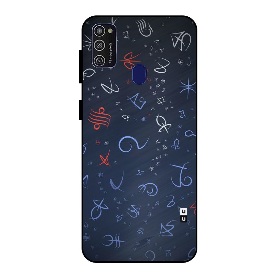 Blue Symbols Metal Back Case for Galaxy M30s