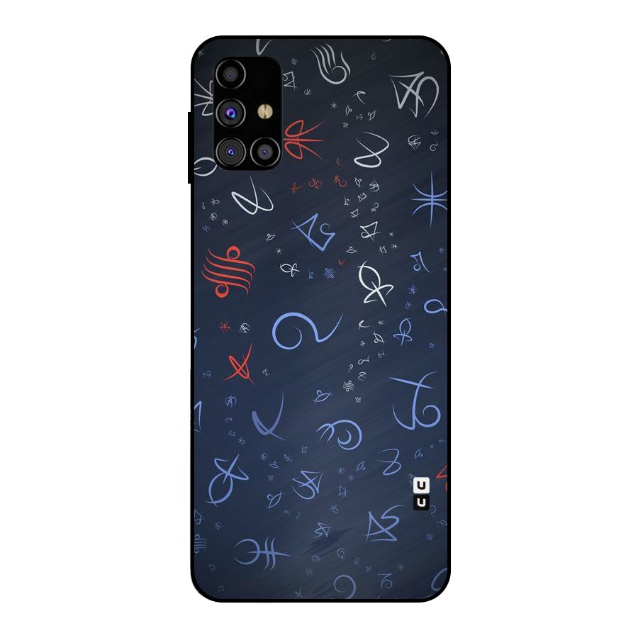Blue Symbols Metal Back Case for Galaxy M31s