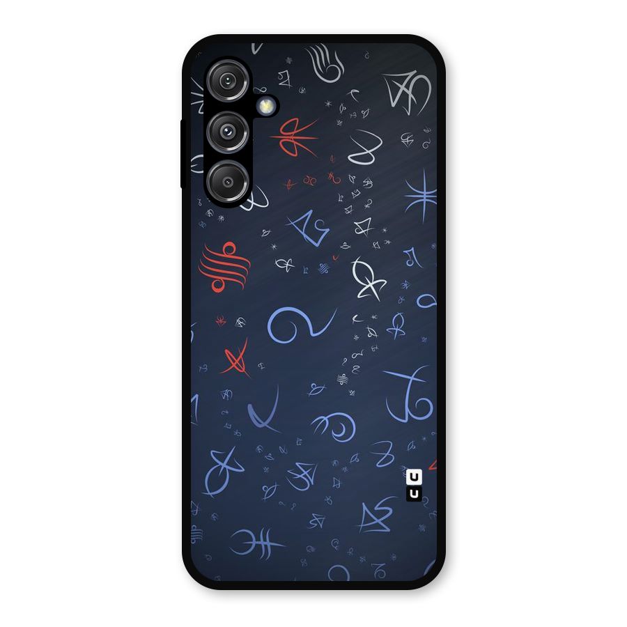 Blue Symbols Metal Back Case for Galaxy M34 5G