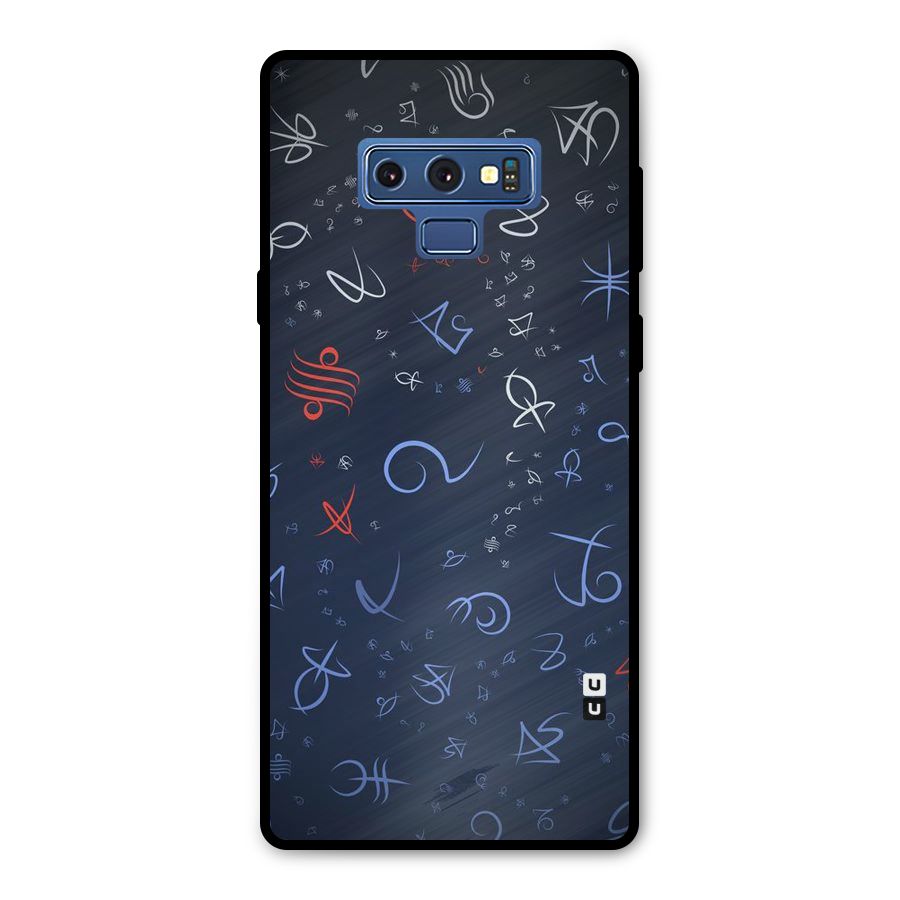Blue Symbols Metal Back Case for Galaxy Note 9