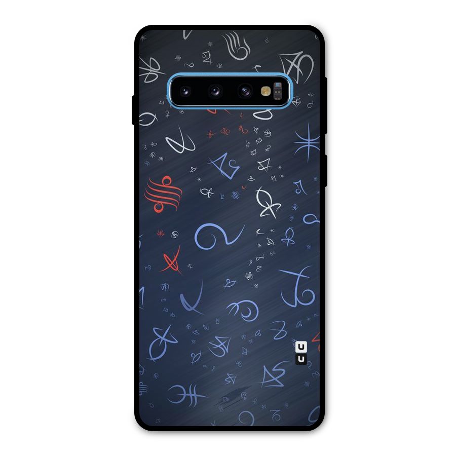 Blue Symbols Metal Back Case for Galaxy S10