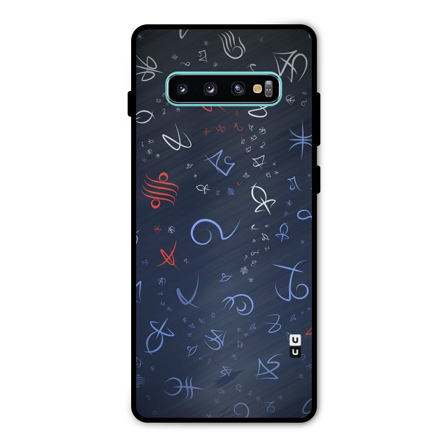 Blue Symbols Metal Back Case for Galaxy S10 Plus