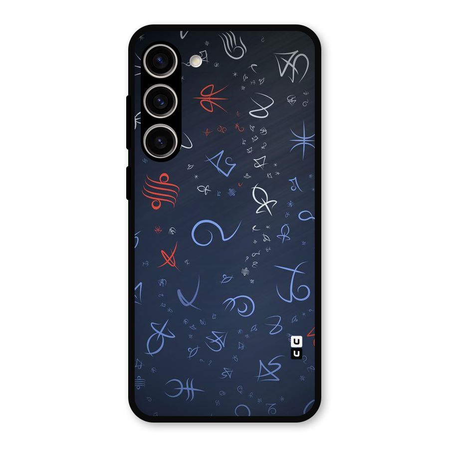 Blue Symbols Metal Back Case for Galaxy S23 Plus