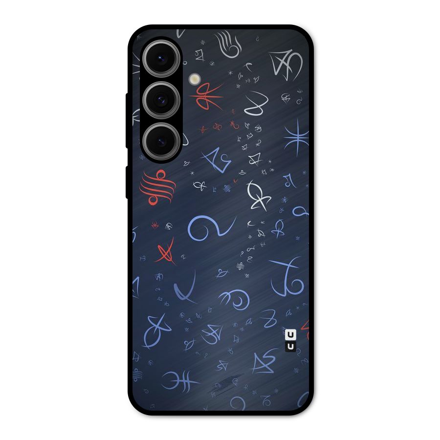 Blue Symbols Metal Back Case for Galaxy S24 FE