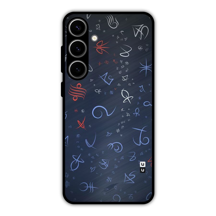 Blue Symbols Metal Back Case for Galaxy S24 Plus