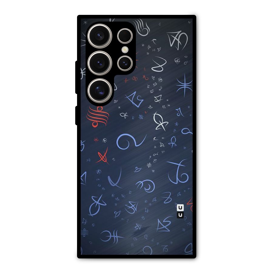 Blue Symbols Metal Back Case for Galaxy S24 Ultra