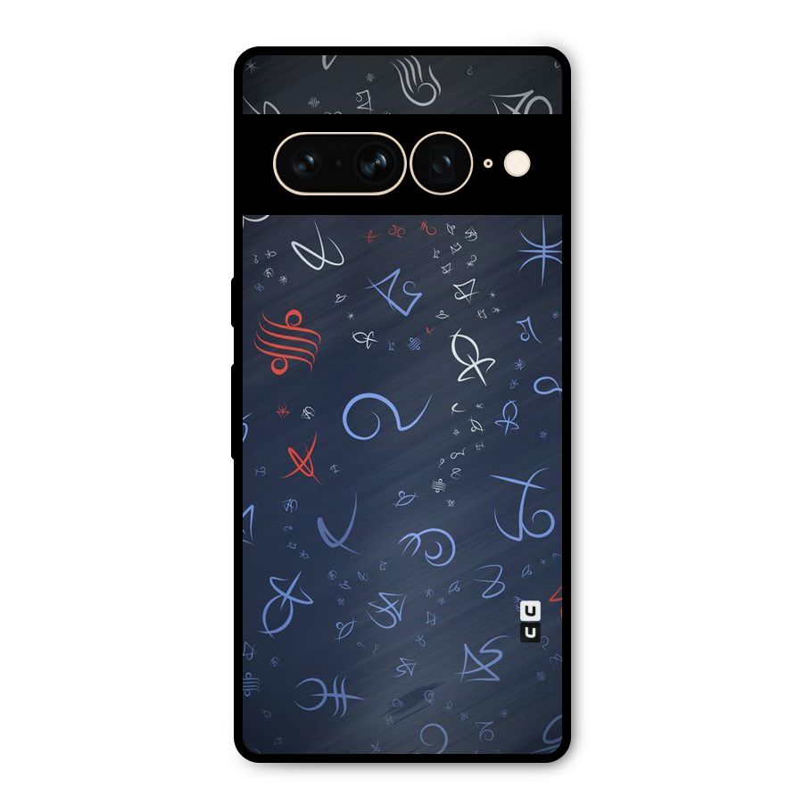 Blue Symbols Metal Back Case for Google Pixel 7 Pro