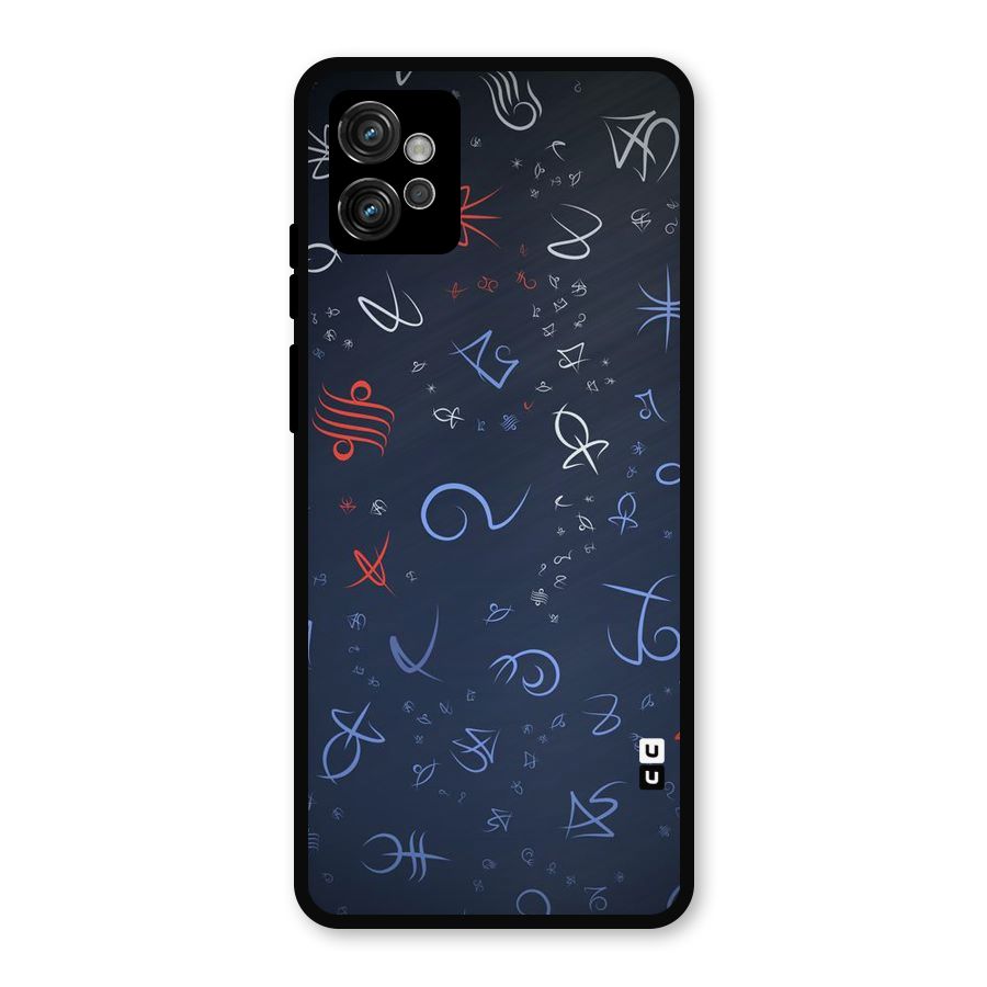 Blue Symbols Metal Back Case for Moto G32