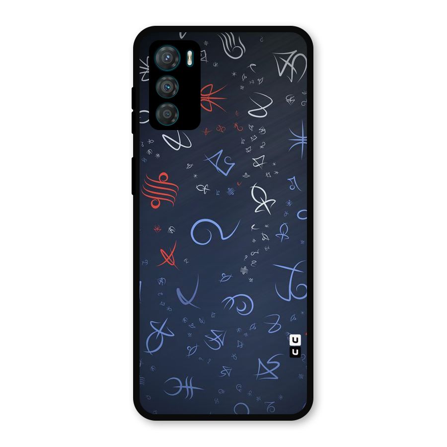Blue Symbols Metal Back Case for Moto G42
