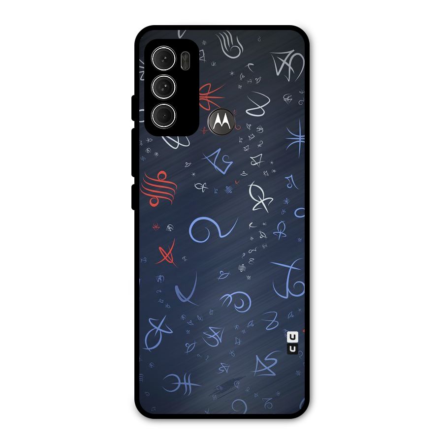Blue Symbols Metal Back Case for Moto G60