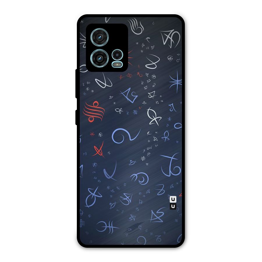 Blue Symbols Metal Back Case for Moto G72