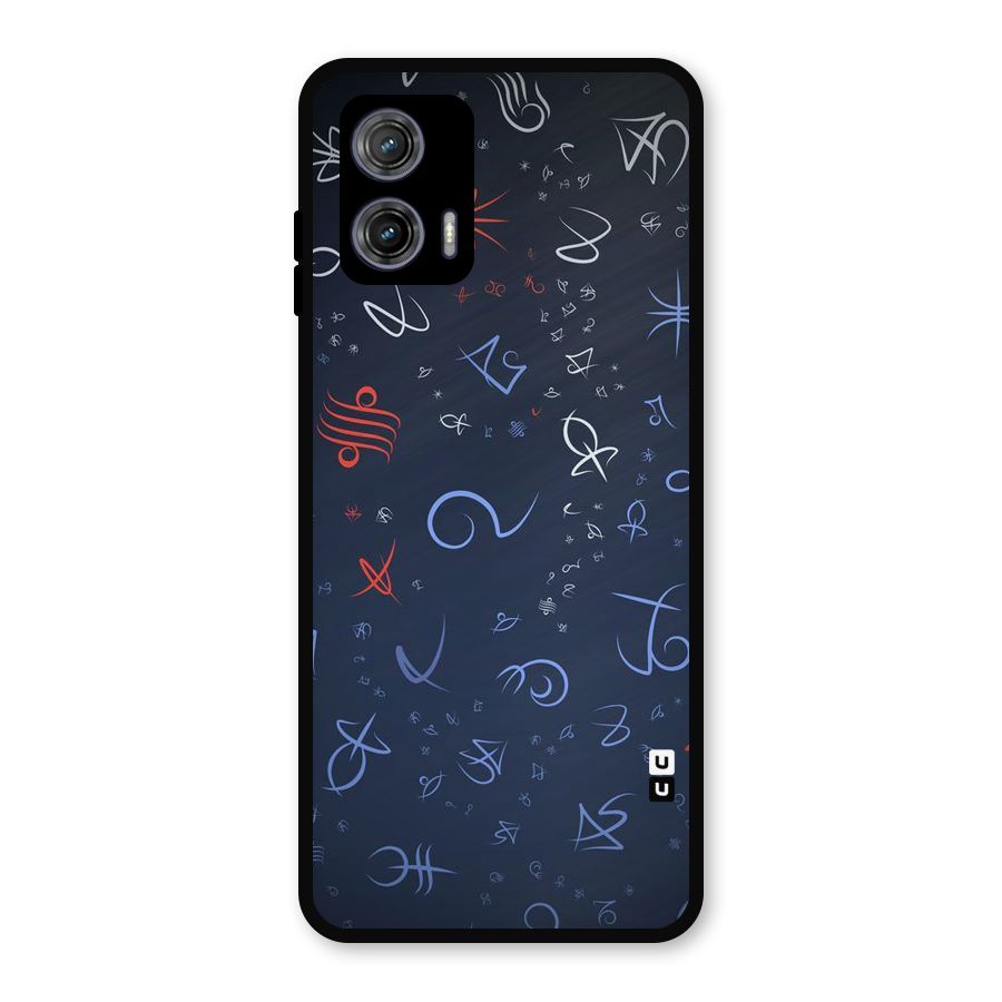 Blue Symbols Metal Back Case for Moto G73