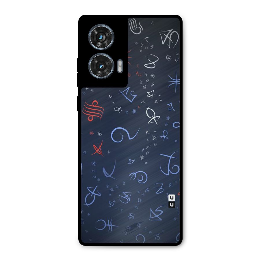 Blue Symbols Metal Back Case for Motorola Edge 50 Fusion
