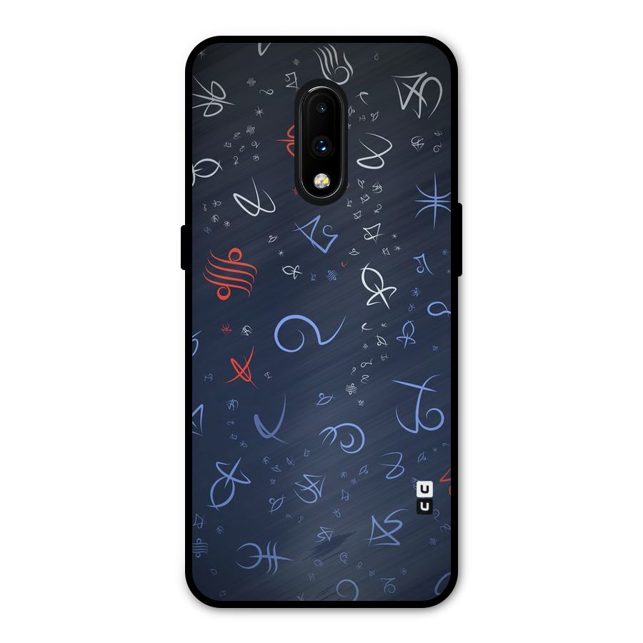 Blue Symbols Metal Back Case for OnePlus 7