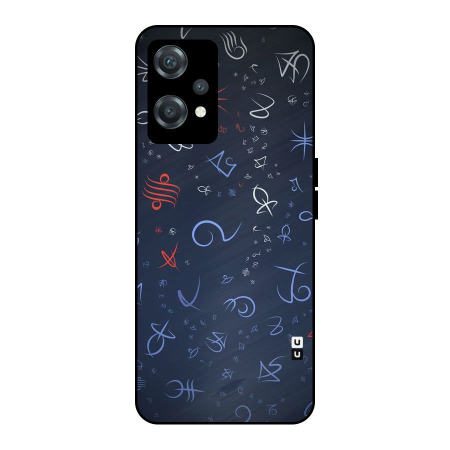 Blue Symbols Metal Back Case for OnePlus Nord CE 2 Lite 5G