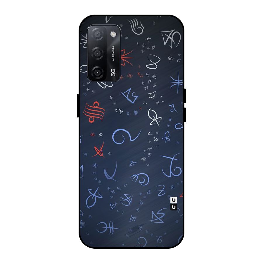 Blue Symbols Metal Back Case for Oppo A53s 5G