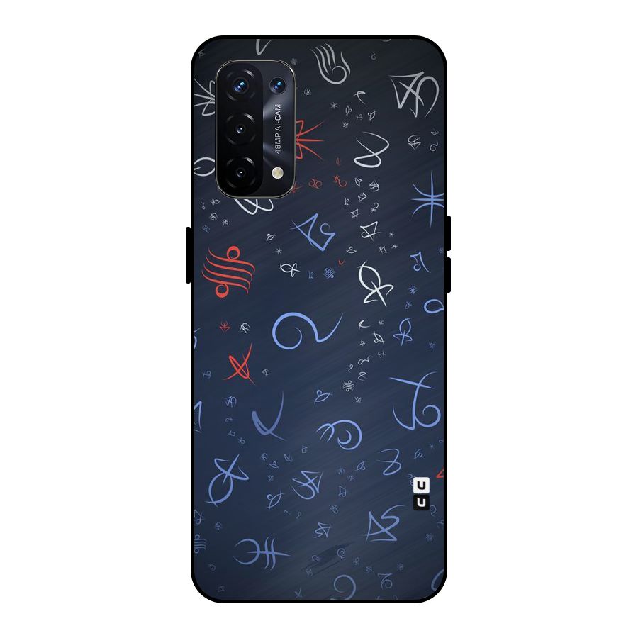 Blue Symbols Metal Back Case for Oppo A74 5G