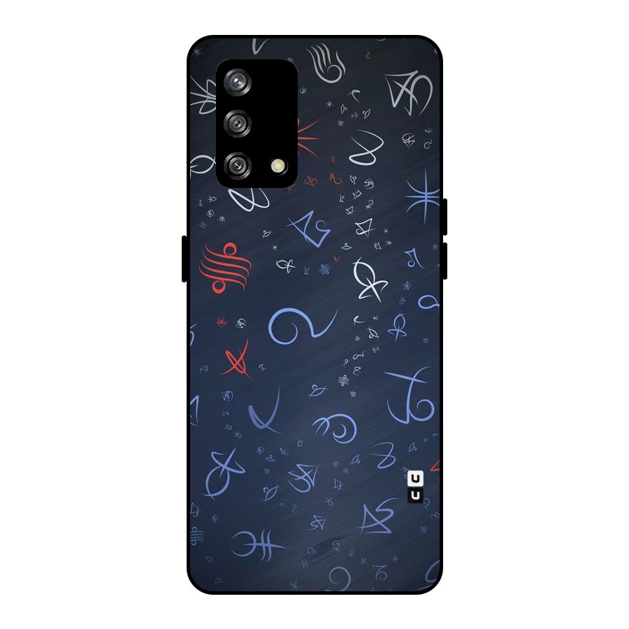 Blue Symbols Metal Back Case for Oppo F19