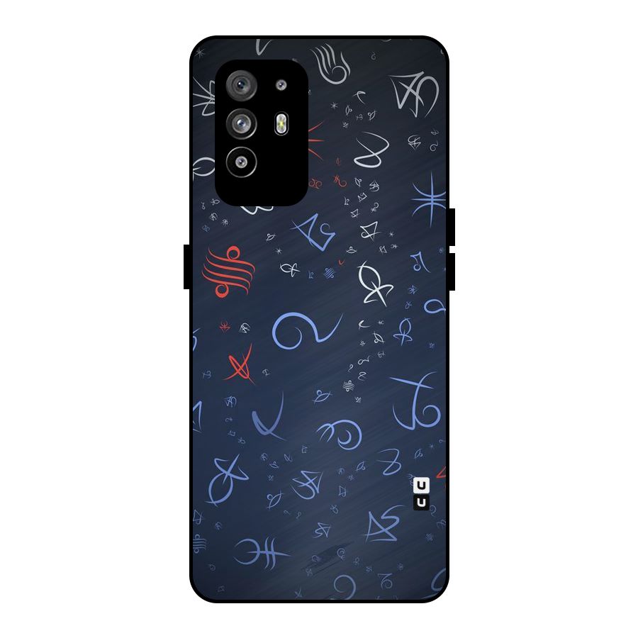 Blue Symbols Metal Back Case for Oppo F19 Pro Plus 5G