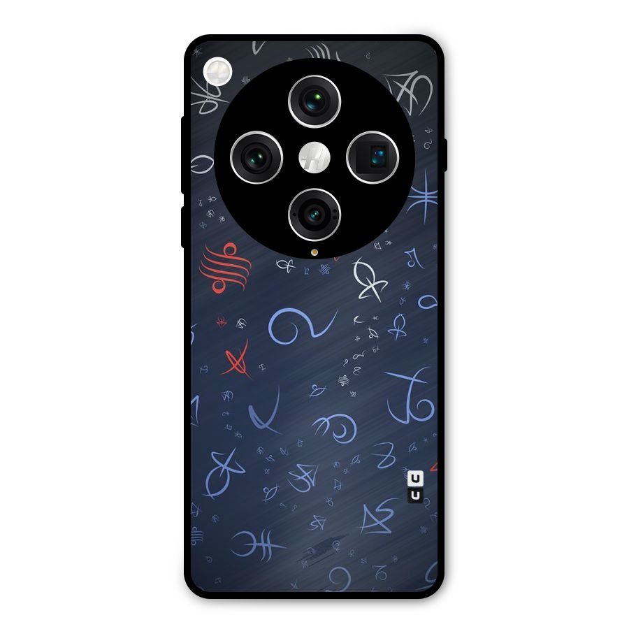 Blue Symbols Metal Back Case for Oppo Find X8 Pro