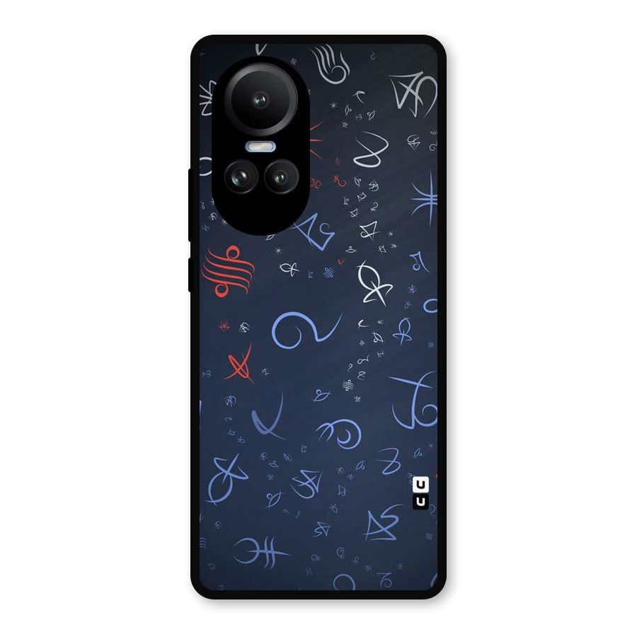 Blue Symbols Metal Back Case for Oppo Reno10