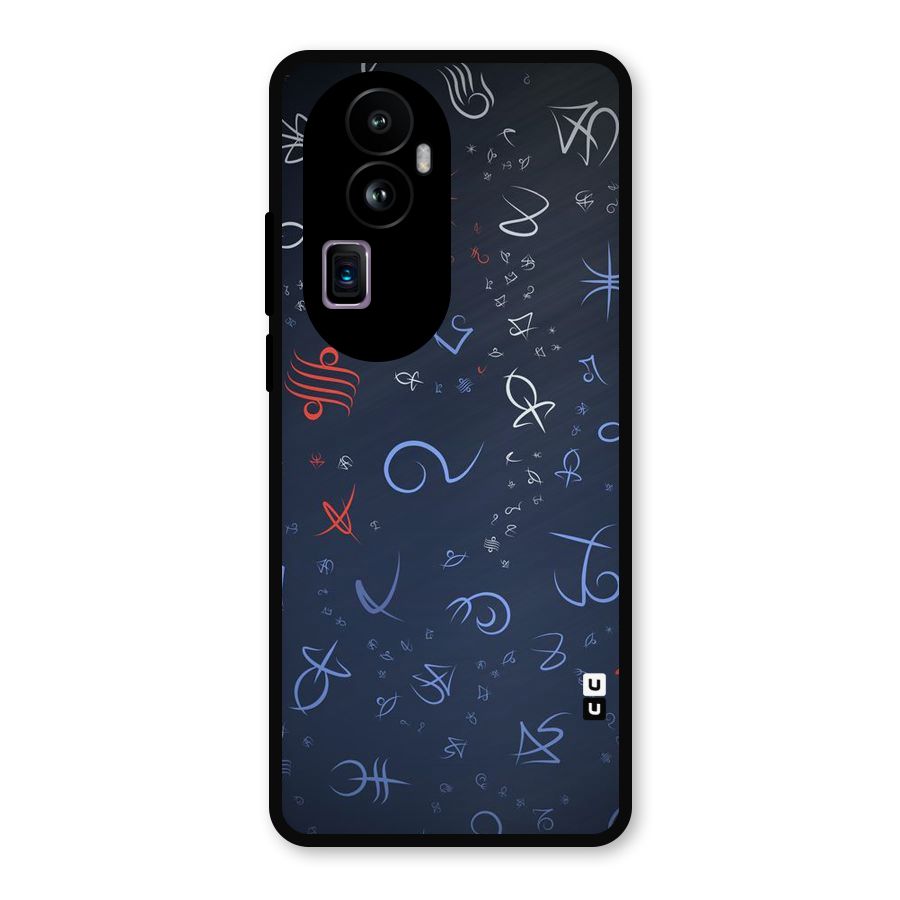 Blue Symbols Metal Back Case for Oppo Reno10 Pro Plus