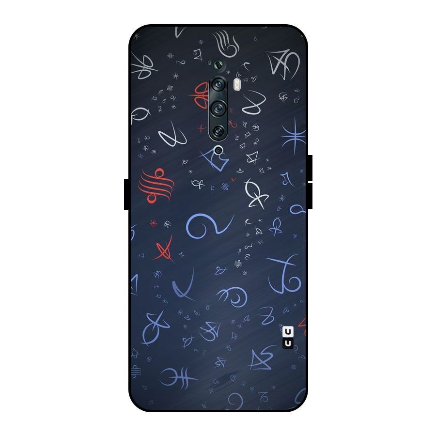 Blue Symbols Metal Back Case for Oppo Reno2 Z