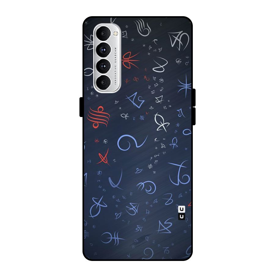 Blue Symbols Metal Back Case for Oppo Reno4 Pro