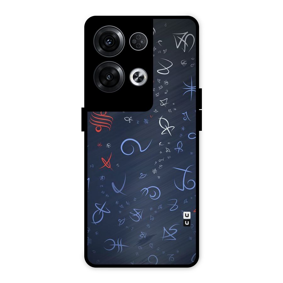Blue Symbols Metal Back Case for Oppo Reno8 Pro 5G