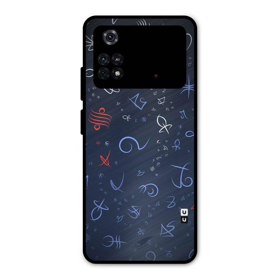 Blue Symbols Metal Back Case for Poco M4 Pro 4G