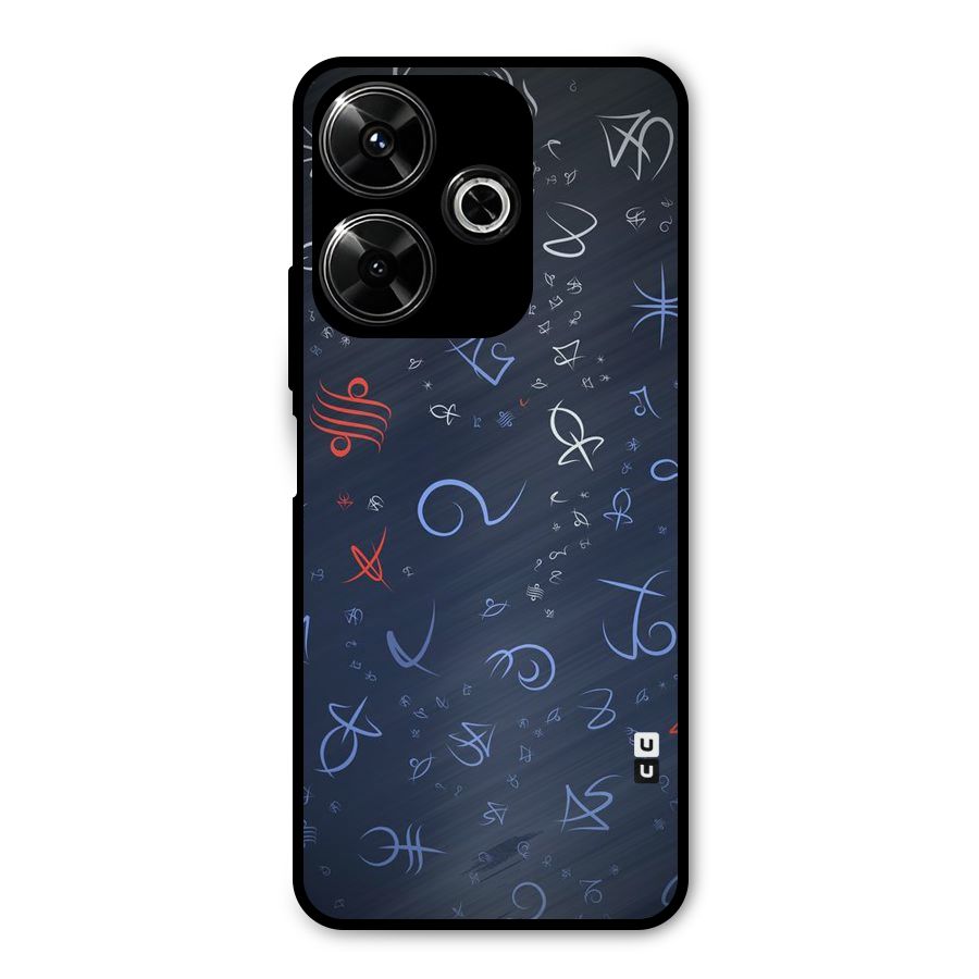 Blue Symbols Metal Back Case for Poco M6 Plus
