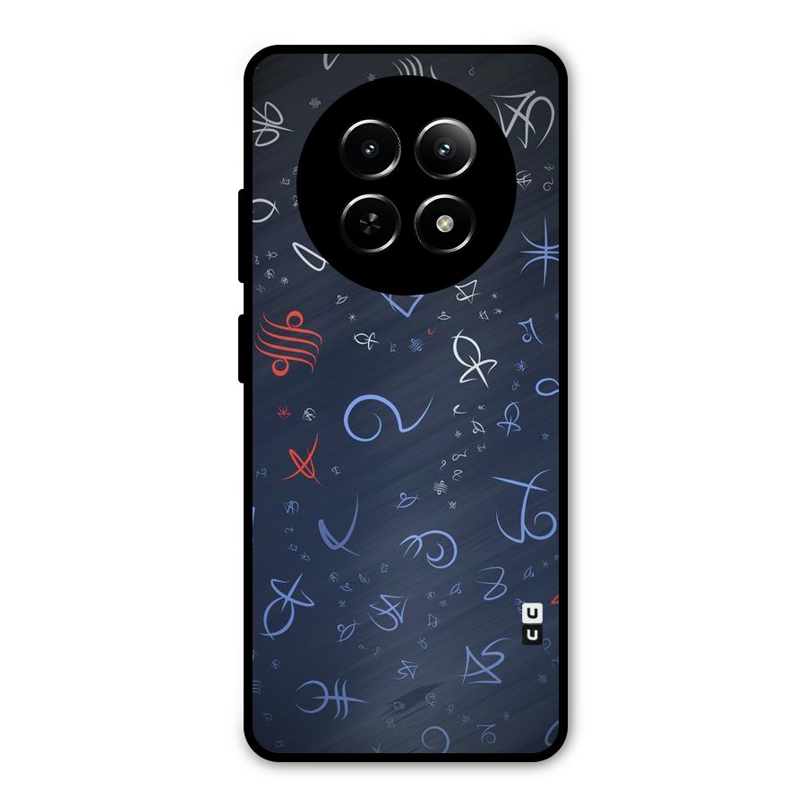 Blue Symbols Metal Back Case for Realme 12x 5G