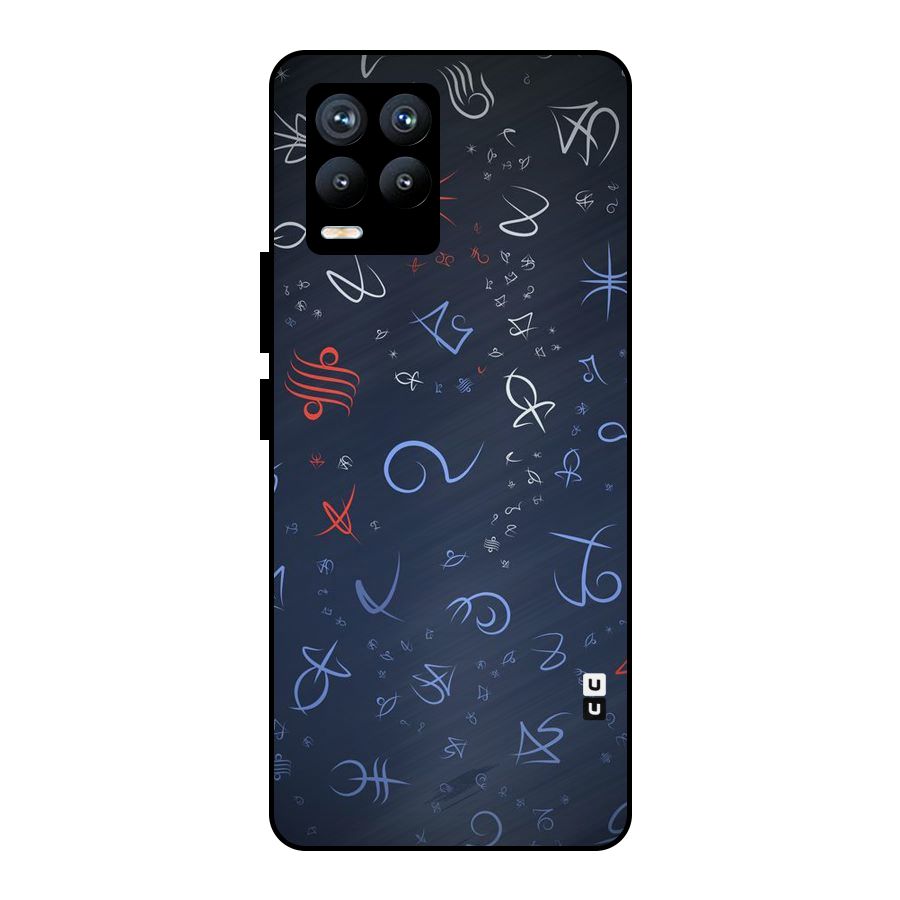 Blue Symbols Metal Back Case for Realme 8 Pro